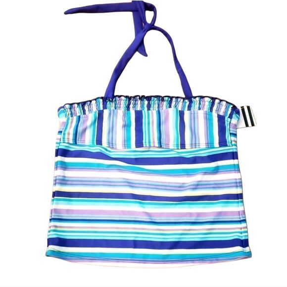 NWT Adidis Girls Stripe Tankini Top - Picture 1 of 5